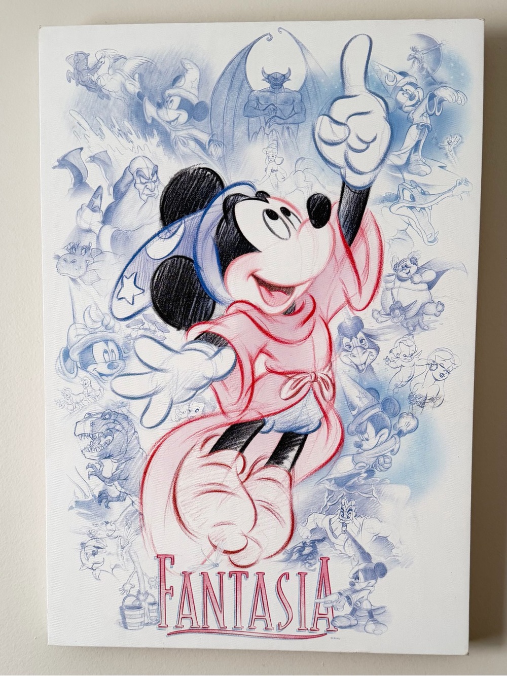 DISNEY Mickey Mouse ART PRINT ON CANVAS, FANTASIA DISNEY 23” X 16” DISNEY STORE